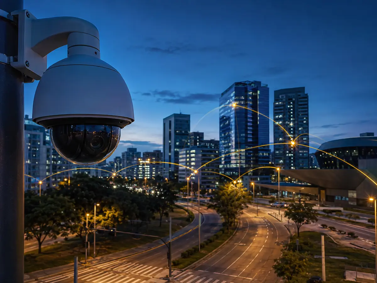 Câmera inteligente conectada ao monitoramento de uma cidade